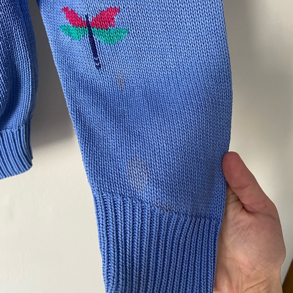 Vintage cotton blue dragonfly sweater jumper - Picture 10 of 16